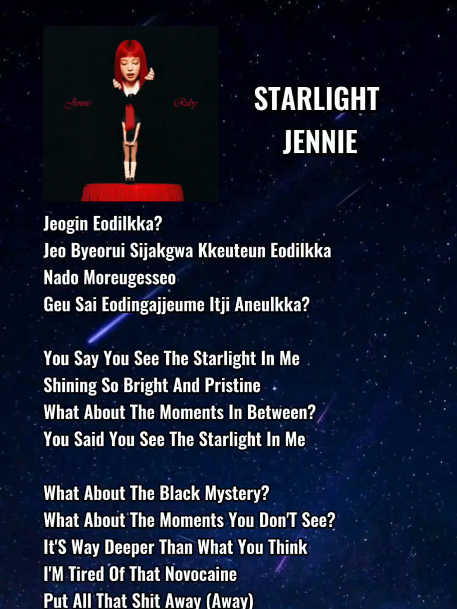 STARLIGHT - JENNIE LYRICS  #starlight #jennie #blackpink #JENNIE_Ruby #lyrics #song #music #newsong #Fyp #foryoupage #fypage #foryou #trending #Viral 