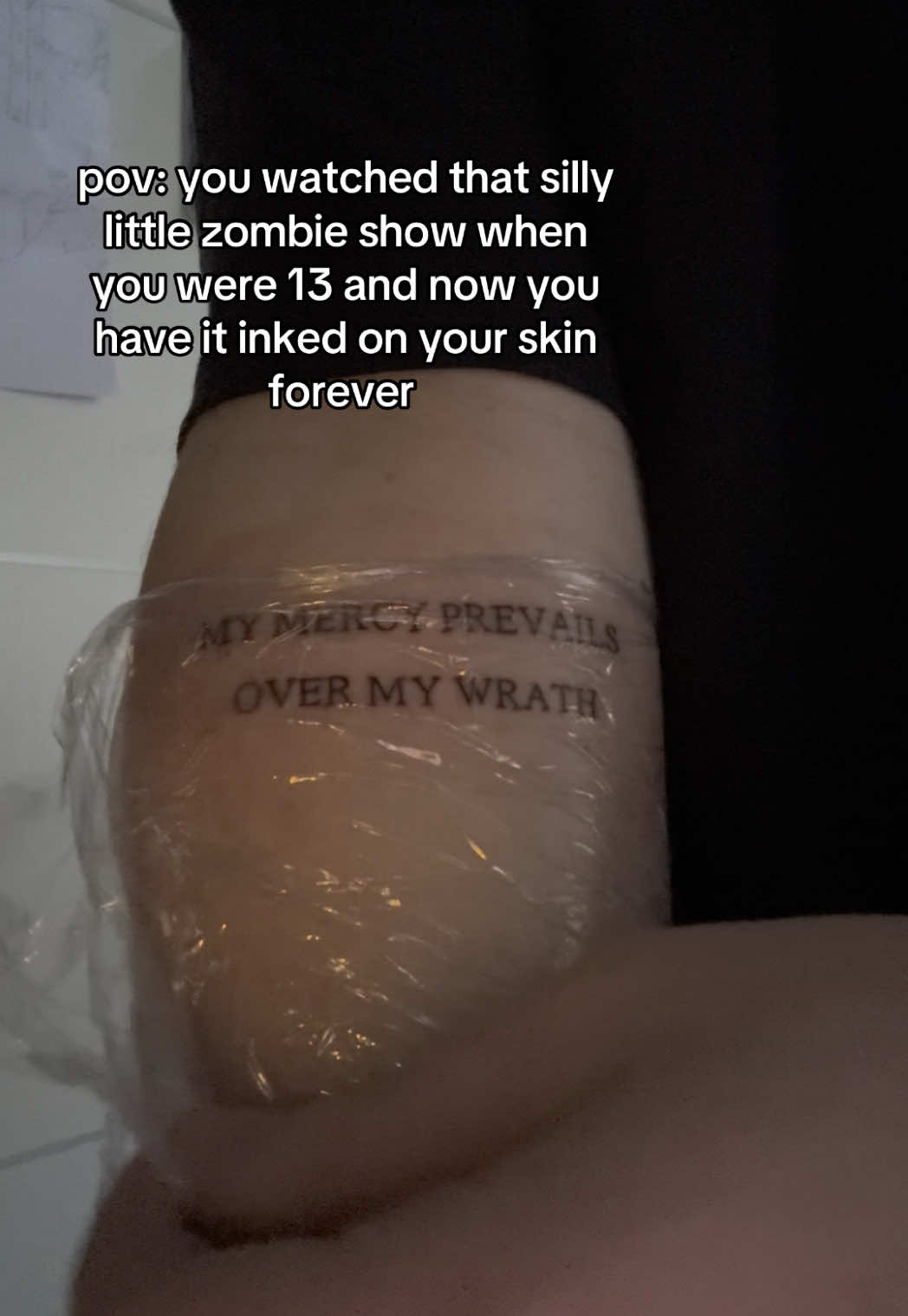 first tattoo  #twd #thewalkingdead #mymercyprevailsovermywrath #fyp #rickgrimes #tattoo 