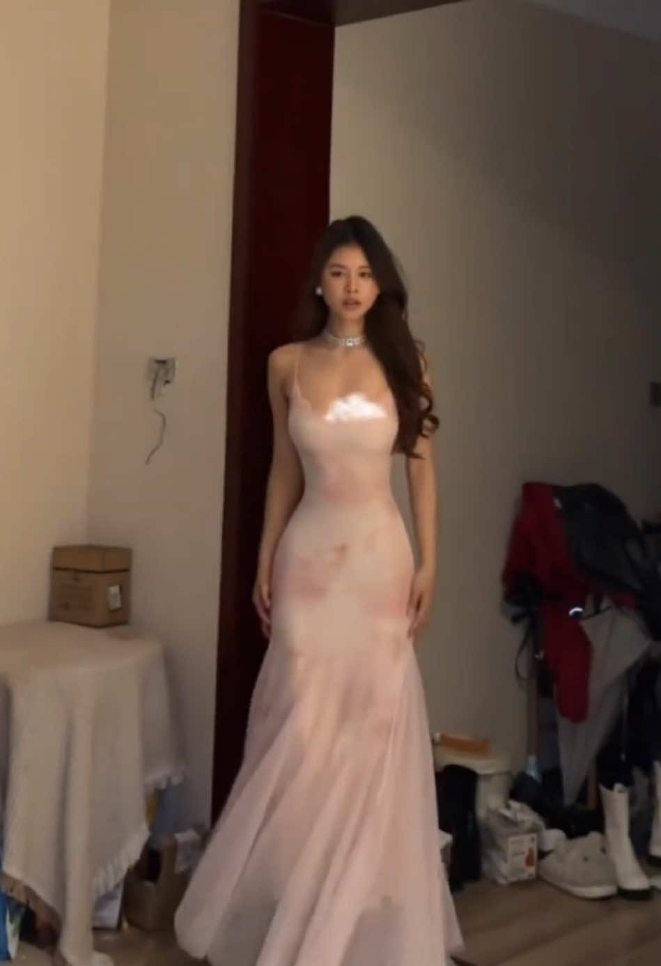 Hanna Romantic Blush Pink Slip Dress 🎀 #dress #dressoutfit #girlsoutfit #cocktaildress #dressy #maxidress #flaredress 