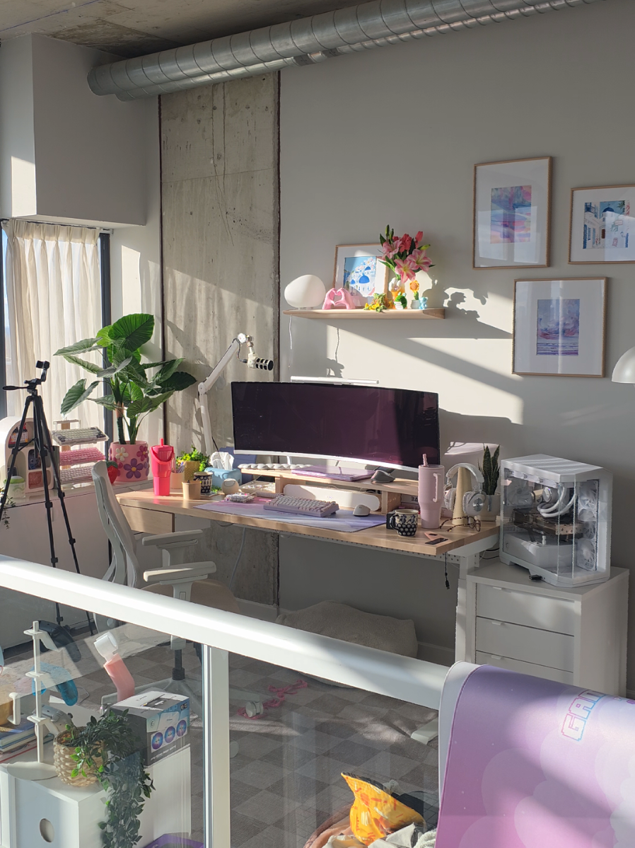 the mess i can fix, but i NEED summer to get here already  #cozyhome #desksetup #pcsetups #gamingroom #homeoffice #loftapartment 