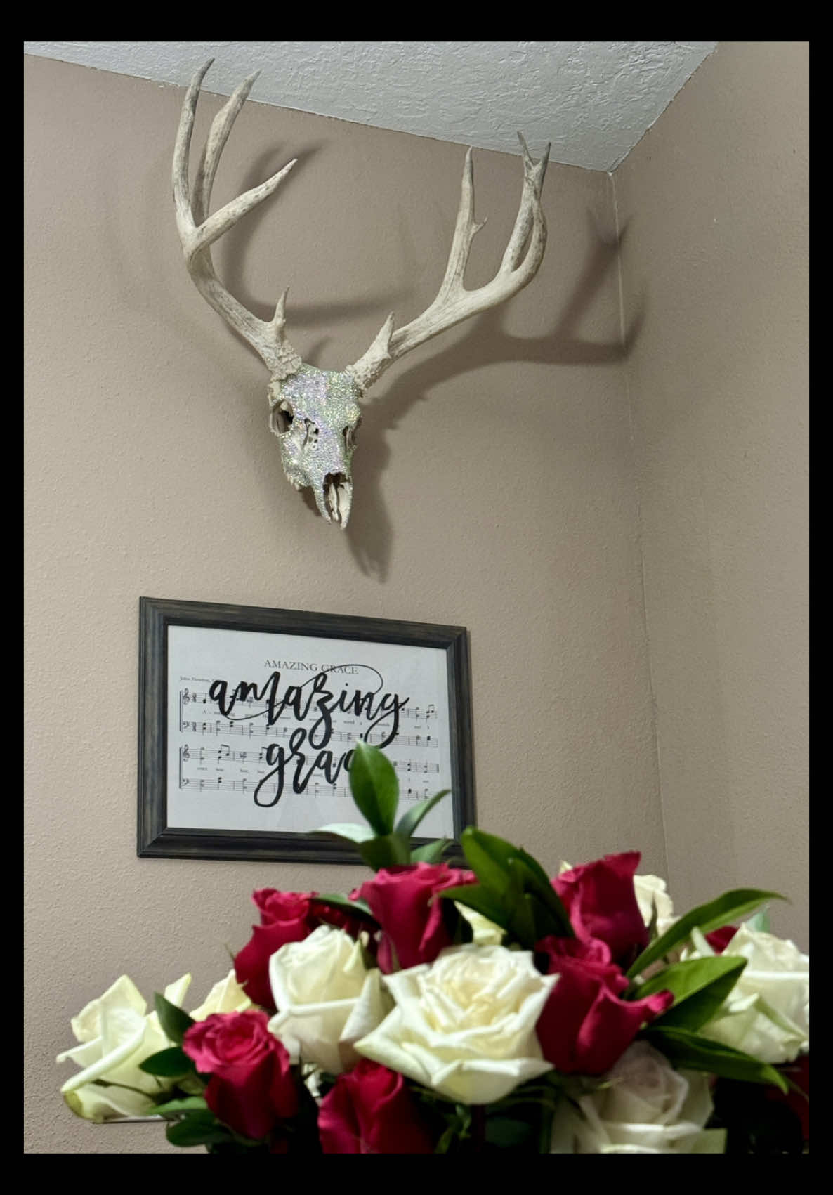 #fyp In all her glory….only 7 business years later, I finally finished this stunner 😍 #homedecor #rhinestones #DIY #deer #shine #southern #usa #fypシ 