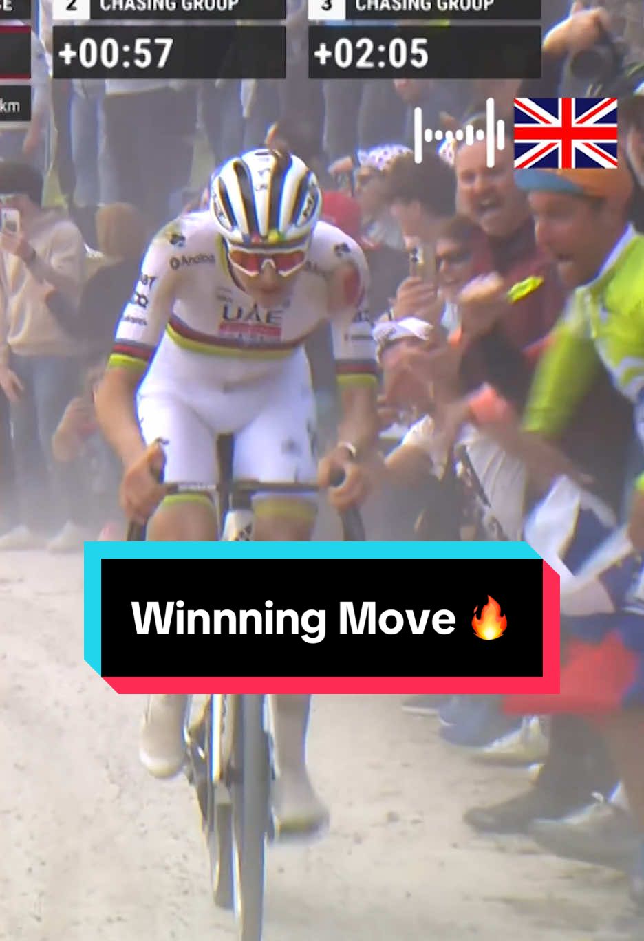 THE WINNING MOVE 🚀 The moment Tadej Pogačar dropped Tom Pidcock and stormed to his third Strade Bianche title! 🏆 #cycling #roadcycling #stradebianche