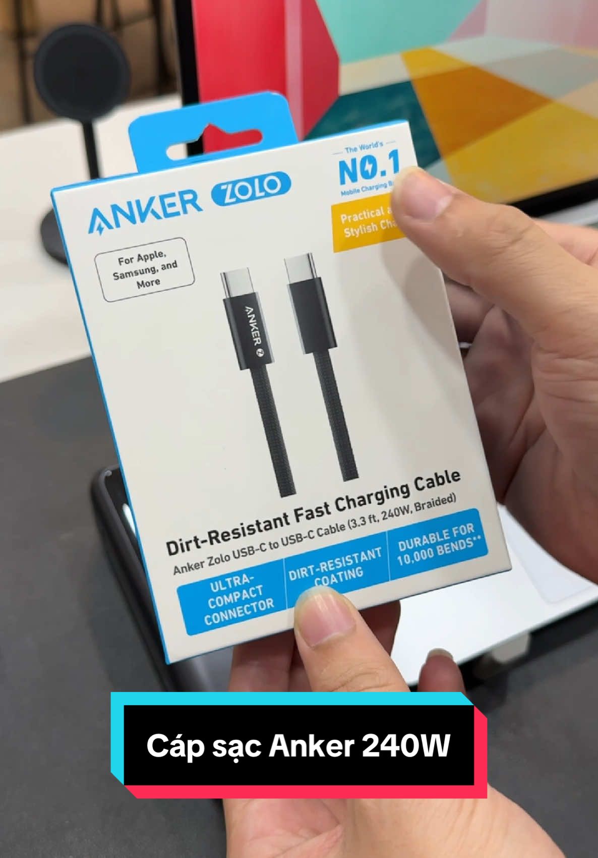 Cáp sạc nhanh Anker Zolo 240W US -C tương thích đa thiết bị bền bỉ #capsacnhanh #capsaciphone #thanhcongnghe #macbook #xuhuong 