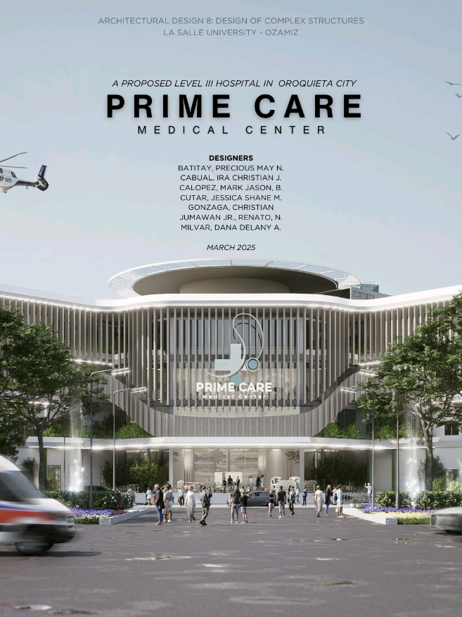 Architectural Design 08 Prelim Plate Animation Prime Care Medical Center A Proposed Level 3 Hospital in Oroquieta City The concept behind our design is derived from a crossed shaped layout. This is to give separate entrances for each wing that ensures easy access to specialized departments. Also, it is inspired by a garden-centric design with open courtyards for proper ventilation offering therapeutic landscapes. Disclaimer: No copyright infringement intended. For educational purposes only  #fyp #architecture  #arki #architecturestudent #arkistudent #3danimation #d5render 
