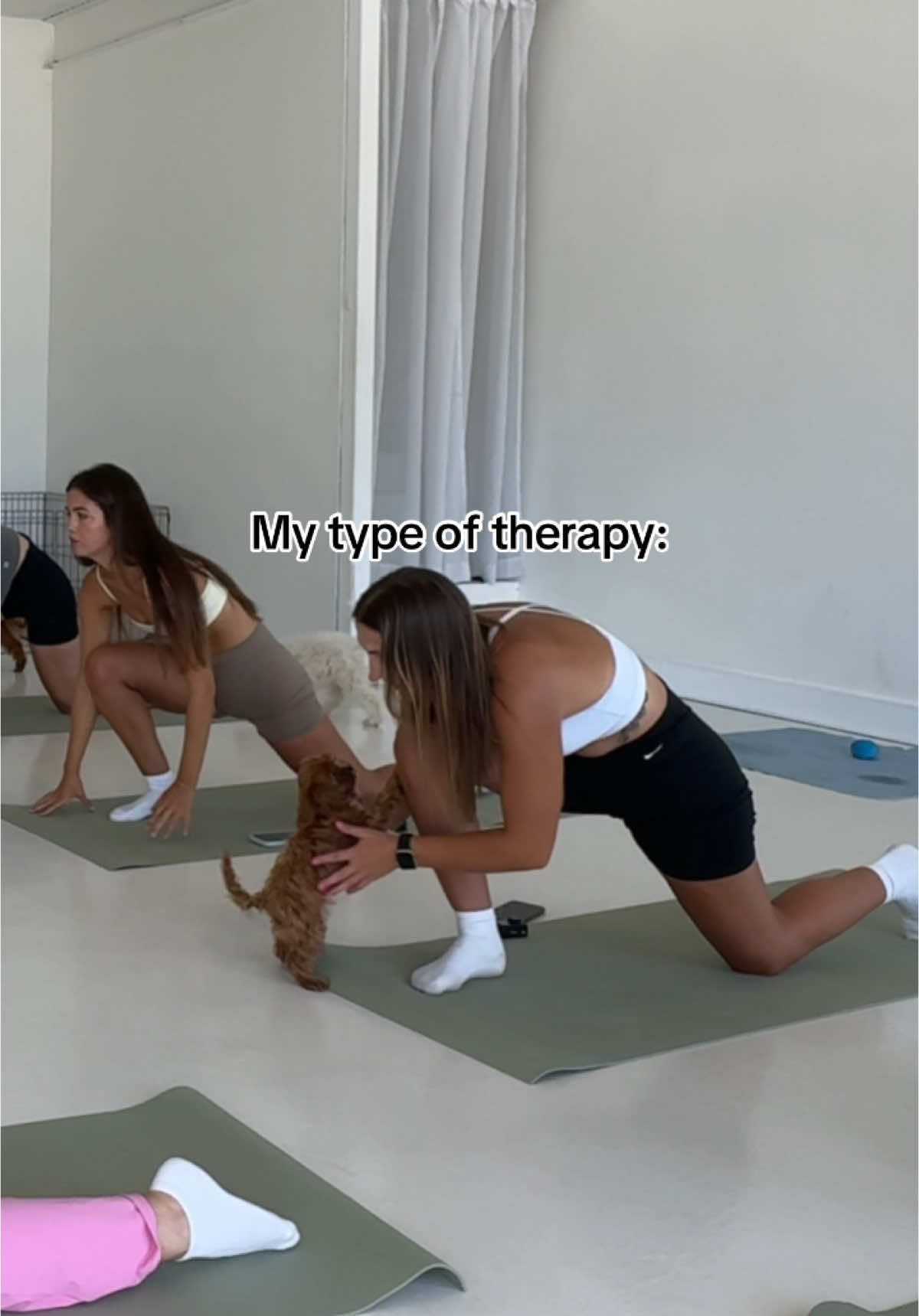 Puppy yoga = therapy 🧘🏽‍♀️ #MentalHealth #wellness #SelfCare #mentalwellbeing #puppyyoga #puppyyogaperth #puppyyogasydney #yogawithpuppies #sundayactivites #cutedog #puppiesofinstagram #fyp 