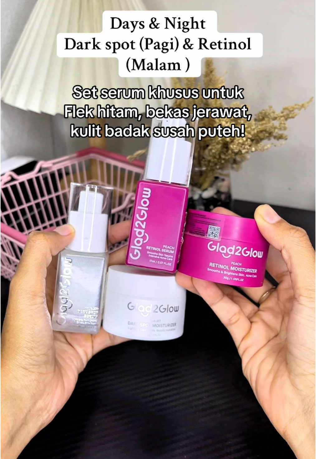 Dark spot set dan retinol set rekomen buat kulit susah cerah, flek, bekas jerawat , dan anti aging #fyp #g2g #glad2glow 