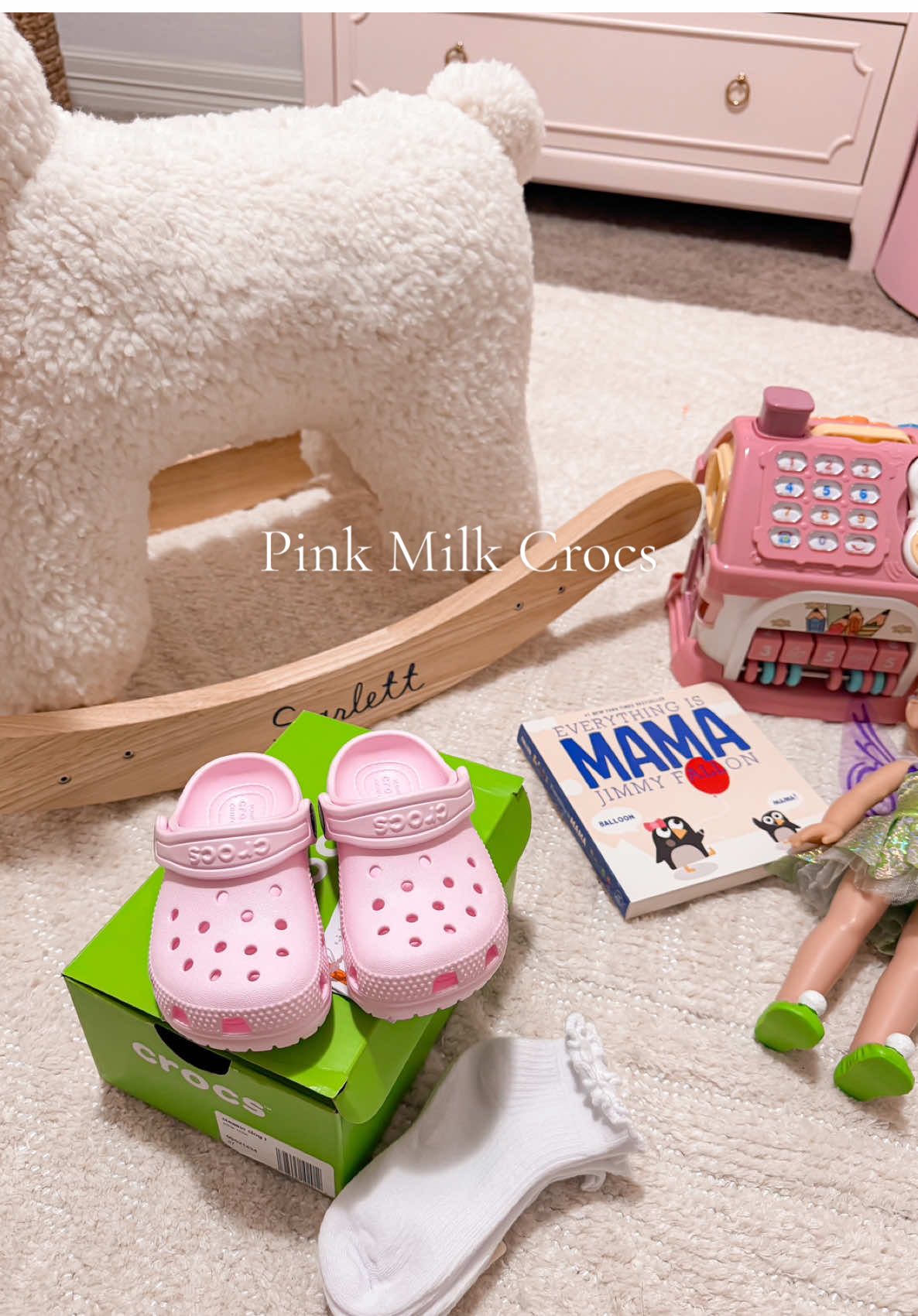 The newest color Pink Milk @Crocs,  literally PERFECT 🎀 #crocs #toddlershoes #toddlerfashion #toddlergirl #pinkaesthetic #pink 