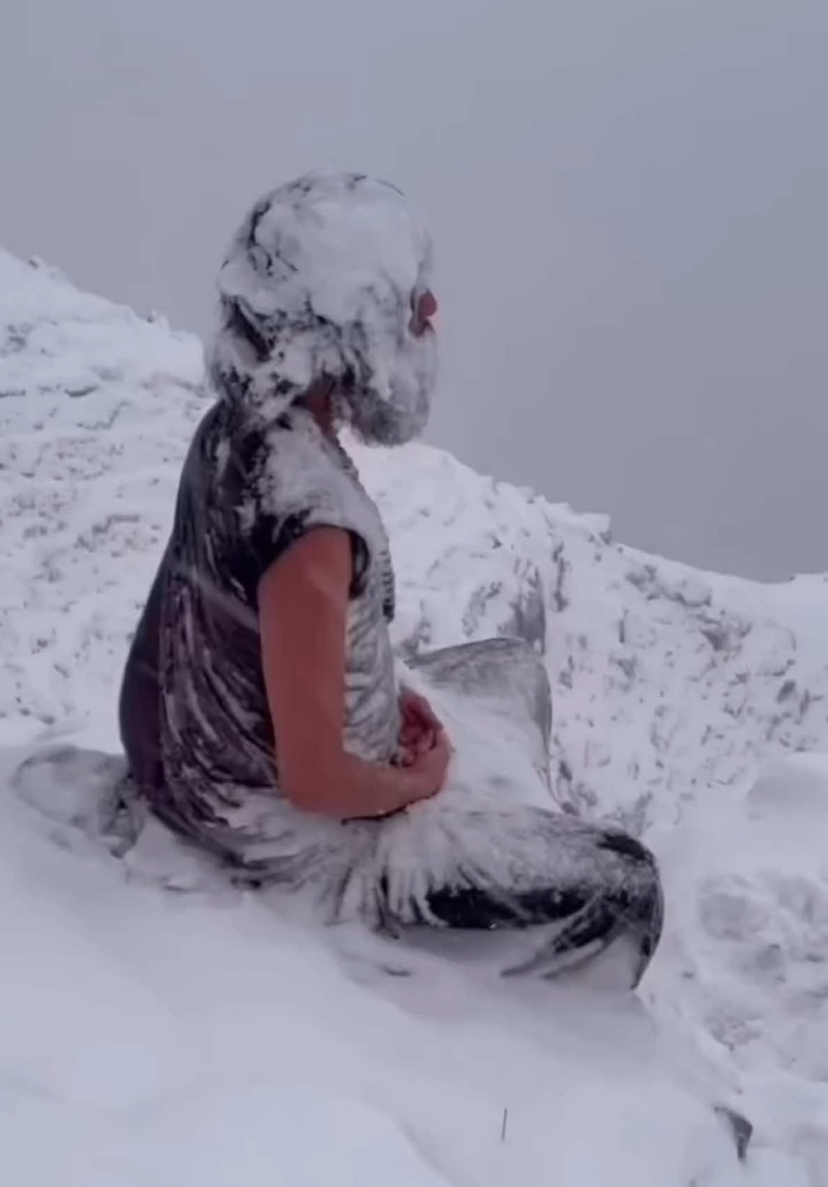 A monk in the Himalayas meditating in frozen temperatures                                 This type of Meditation is called Tapasya and is said to raise the temperature of the bodies core so you are unaffected by external forces of nature