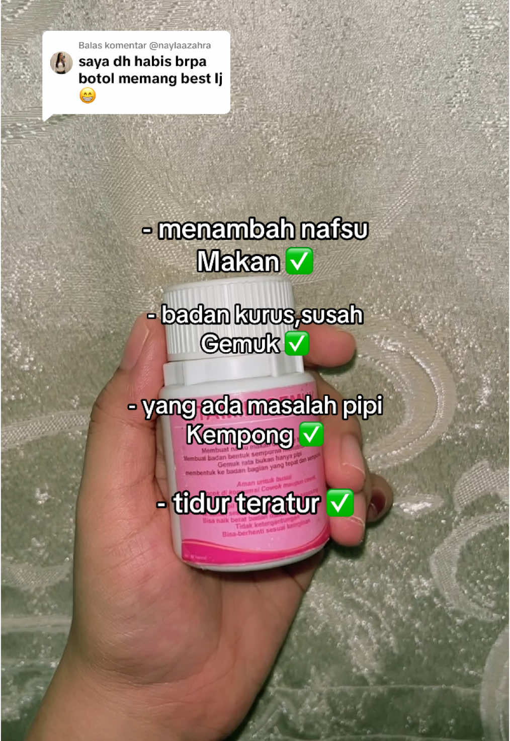 Membalas @@naylaazahra vitamin gemuk promo checkout laju-laju dekak bag kuning ❗️😍 #pilpenggemuk #penggemukbadan #penggemukbadanbpom #penggemukbadanampuh #gemukinbadan #obatgemuk #affiliatemarketing #racuntiktok #fypシ゚  #fyppppppppppppppppppppppp #primadonna 