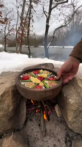 Setaamed anchovies on a tile in nature 🐟💦❄️🌨 #outdoorcooking #cookingasmr #Recipe #leon #cookingnature #foodtiktok #camping #cooking 