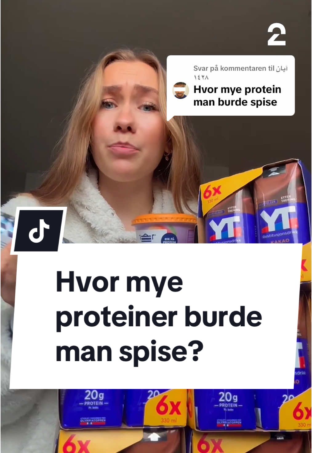 Svarer @آيان ١٤٢٨  Vet du hvor mye protein du bør spise i løpet av en dag? Lege og gründer av Dr. Dropin, Daniel Sørli, gir deg svaret. #protein #trening
