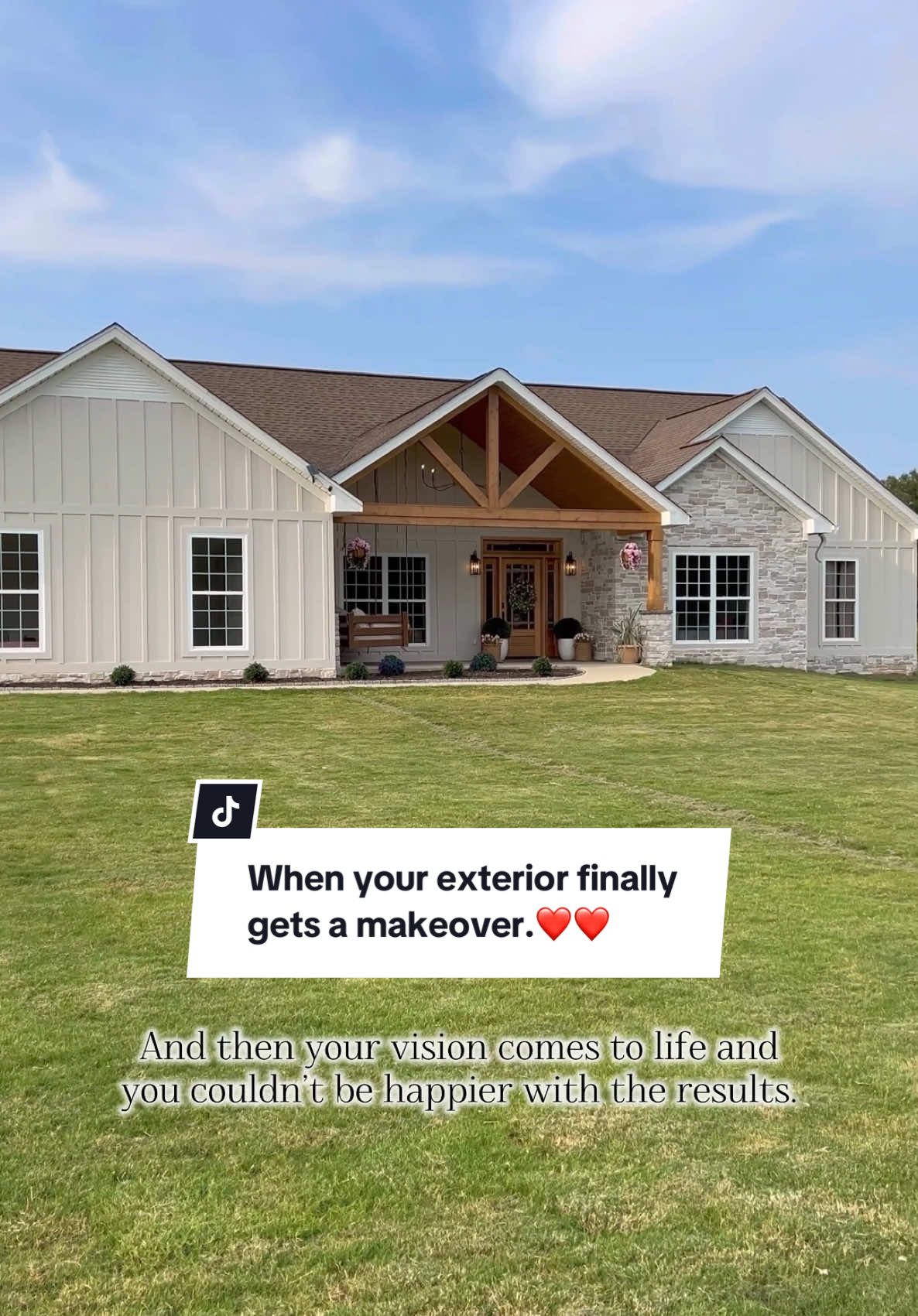 POV: You buy a sweet home and see its potential…❤️❤️ Updating our exterior was something I wanted to do for years and we finally got to do it last year! I’m so in love with how it turned out! We also added a new back porch ! I’m hoping to share that renovation soon! #homerenovation #homeexterior #houseexterior #exteriorrenovation #exterior #modernfarmhouse #fixerupper #countryliving #farmhousedesign #houseplan #foreverhome #hometransformation #homereno #homemakeover #buildergradeupgrade 