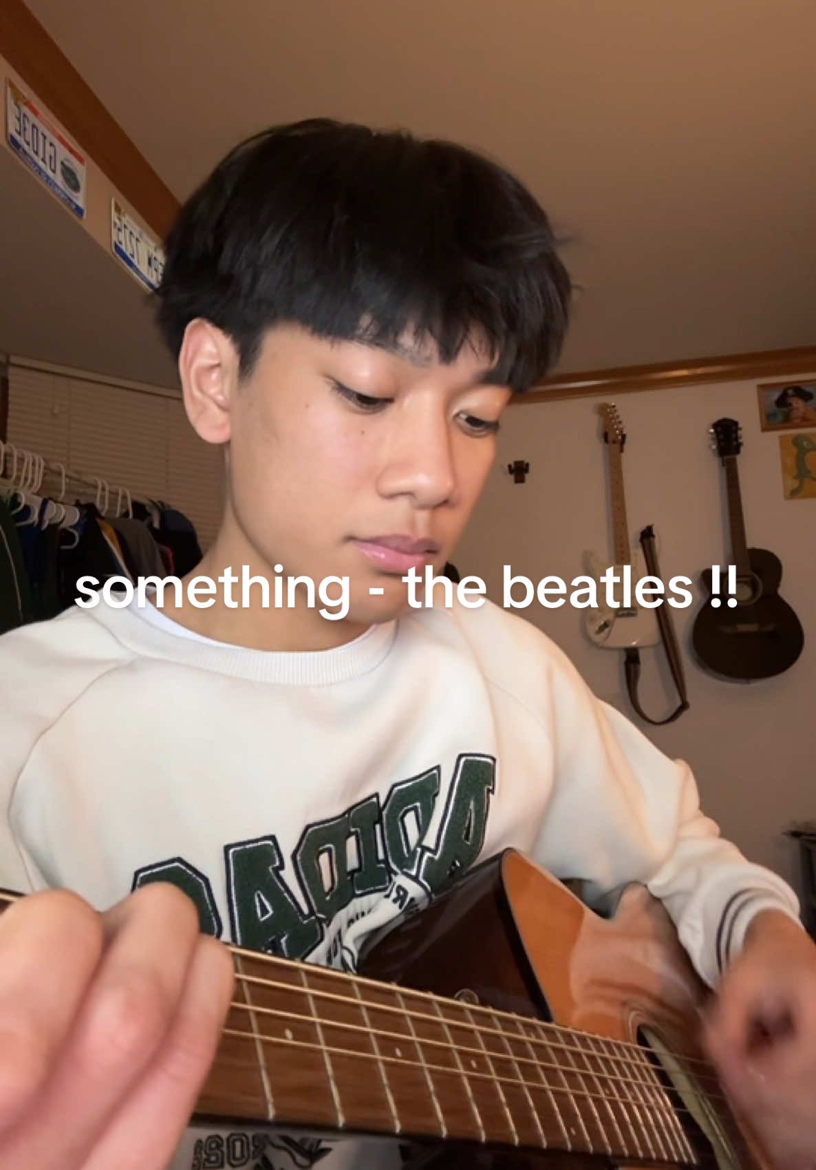 i just restrung my electric guitar guys. perchance i redo this and do a full cover on my youtube🤔🤔 #cover #guitar #something #thebeatles #singer 