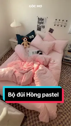 Bộ chăn ga đũi trơn Hồng pastel ngọt ngào tinh tế làm bừng sáng căn phòng của bạn #gocmo #decor #changa #phongngudep #trangtrinha #trangtriphongngu #cotton #minimalist 