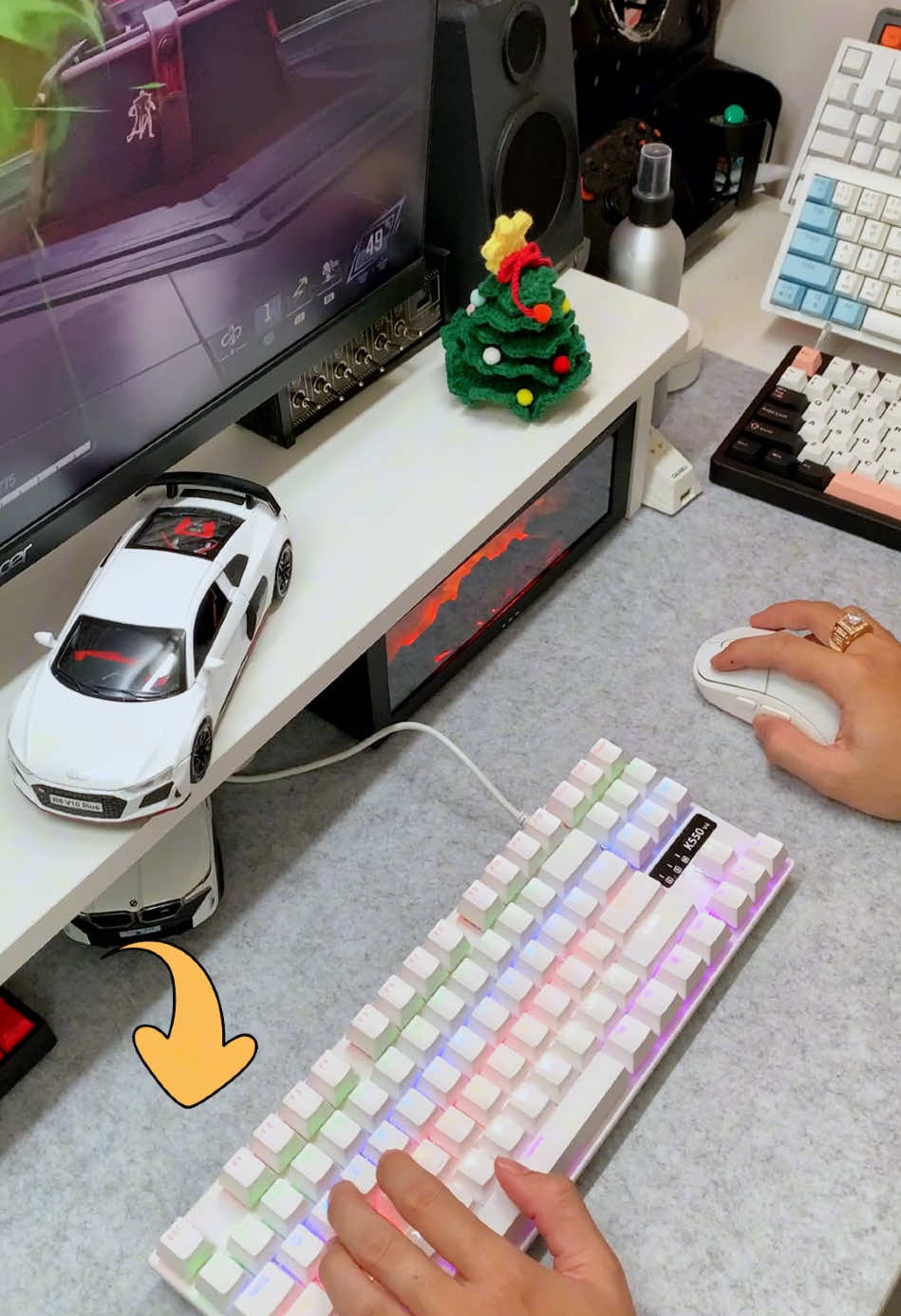 Bàn phím cơ Gaming K550 & Chuột Silent Gaming Atas F30 #tiktoktech #setup #decor #banphimco 