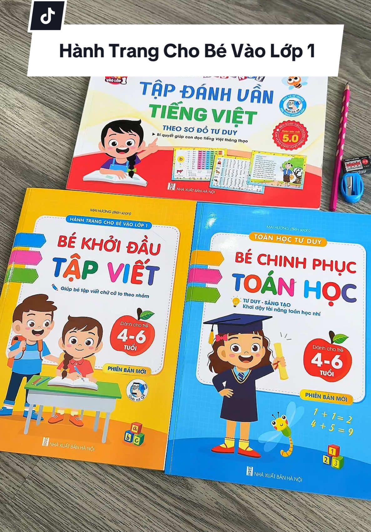 Combo 3 quyển hành trang cho bé vào lớp 1: tập đánh vần/ tập viết/ toán học 📚 #sachchobe #xuhuong #viral #mevabe #nuoicon #beyeu #sachtapvietchobe 