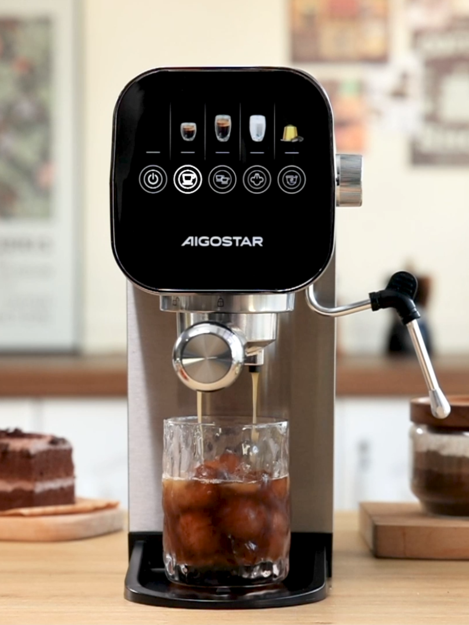 Brew your perfect cup with the ultimate coffee machine! ☕ Compatible with both ground and capsule coffee, featuring DIY extraction, customizable water volume & strength, and an easy-to-use touchscreen. Your coffee, your rules! 379711 #aigostar  #coffeelovers  #smartbrewing  #homebarista #coffeemachine