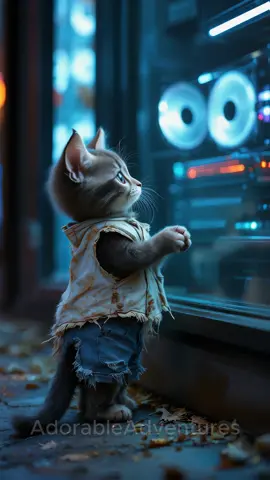 Adorable Gaming Kitten Rags To Riches #fyp #adorable #funny #catai #catsoftiktok #gamerlife #ai