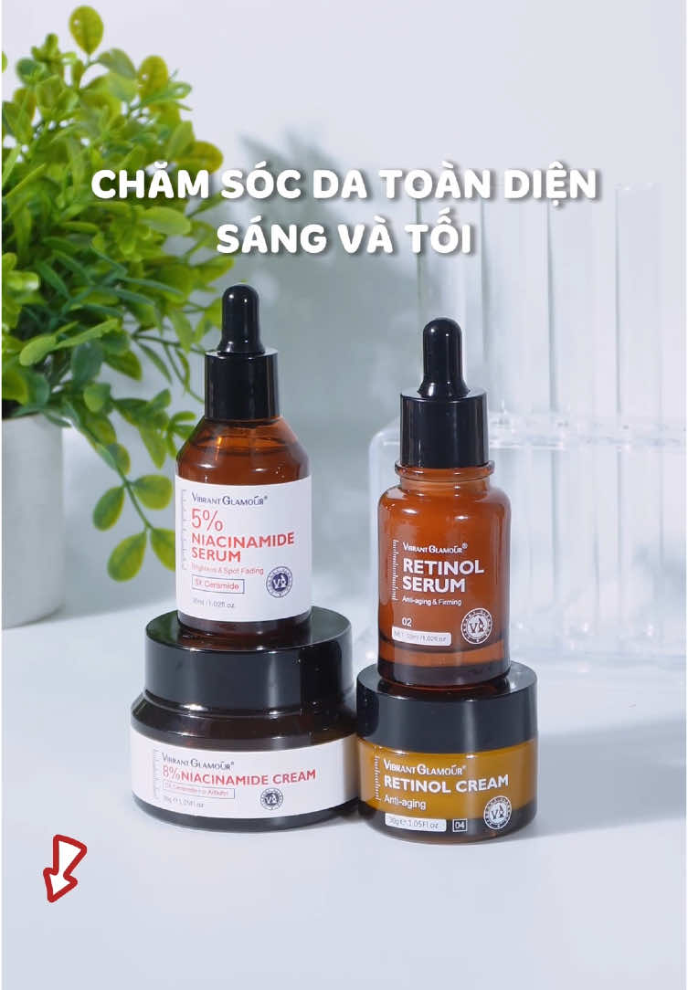 Combo chăm sóc da toàn diện sáng tối #vibrantglamourvn #vibrantglamourretinol #vibrantglamourniacinamide #myphamchinhhang #duongda #kemduongda #mun 