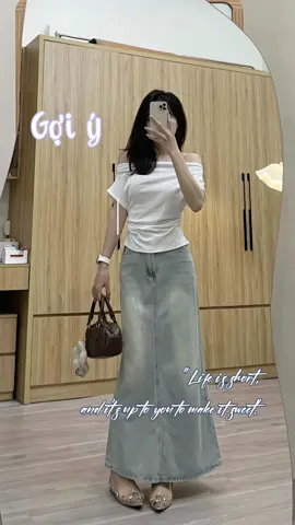 Một chiếc chân váy bò siêu xinh🎀✨#phoidoxinh #dephonmoingay #review #macxinhmoingayy #vayxinh #oufit 