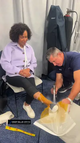 Her smile says it all!😄The AC-130 Viper provides pain relief instantly! This device truly is one of a kind.  #physicaltherapy #cryotherapy #physicaltherapist #sportstiktok #sportsrecovery #ankle 