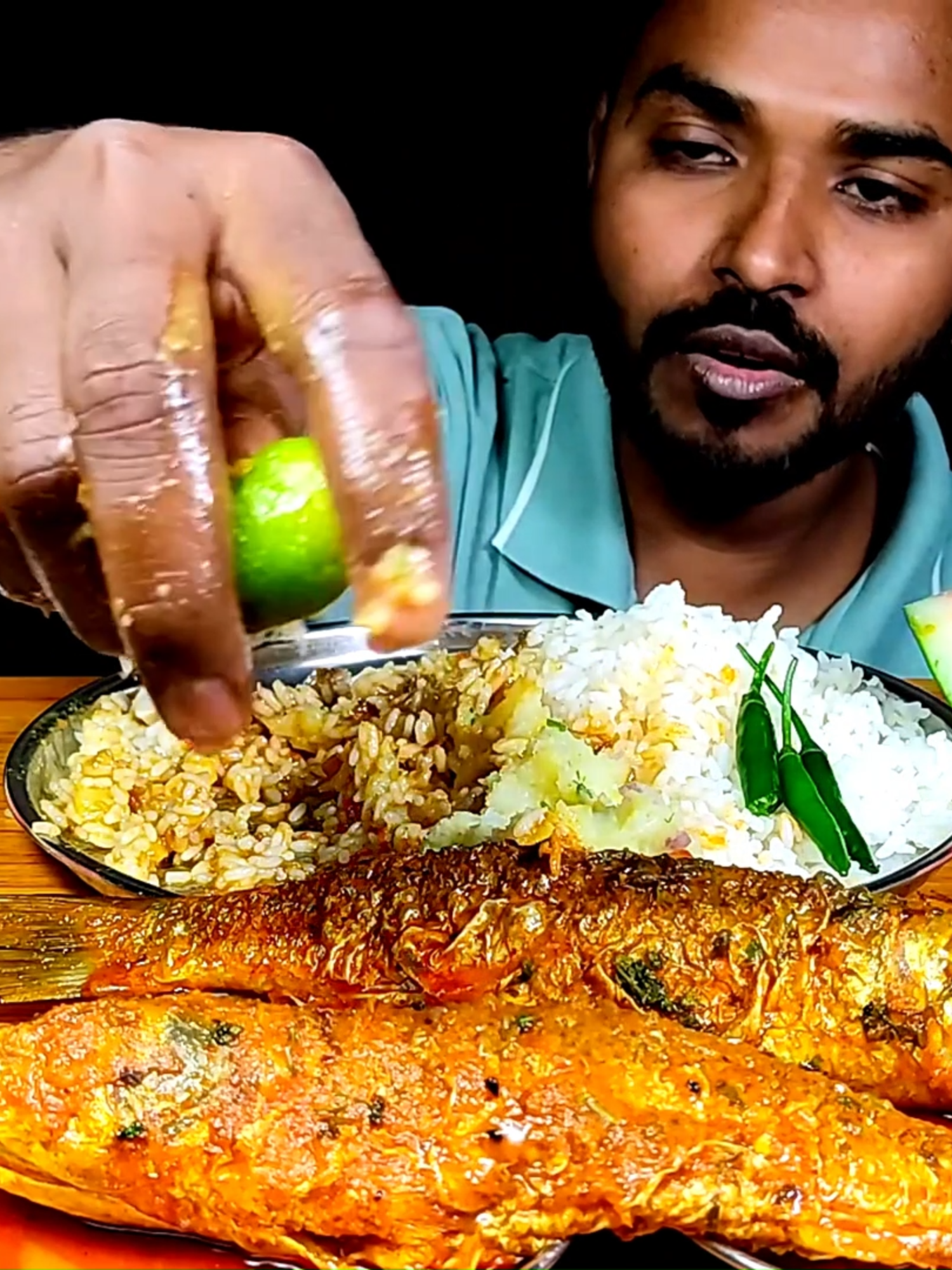 Eating Spicy Whole Fish Curry with Dal Chawal   Aloo Bharta, Watermelon & Chilli Mukbang#eatingshow #asmrsounds
