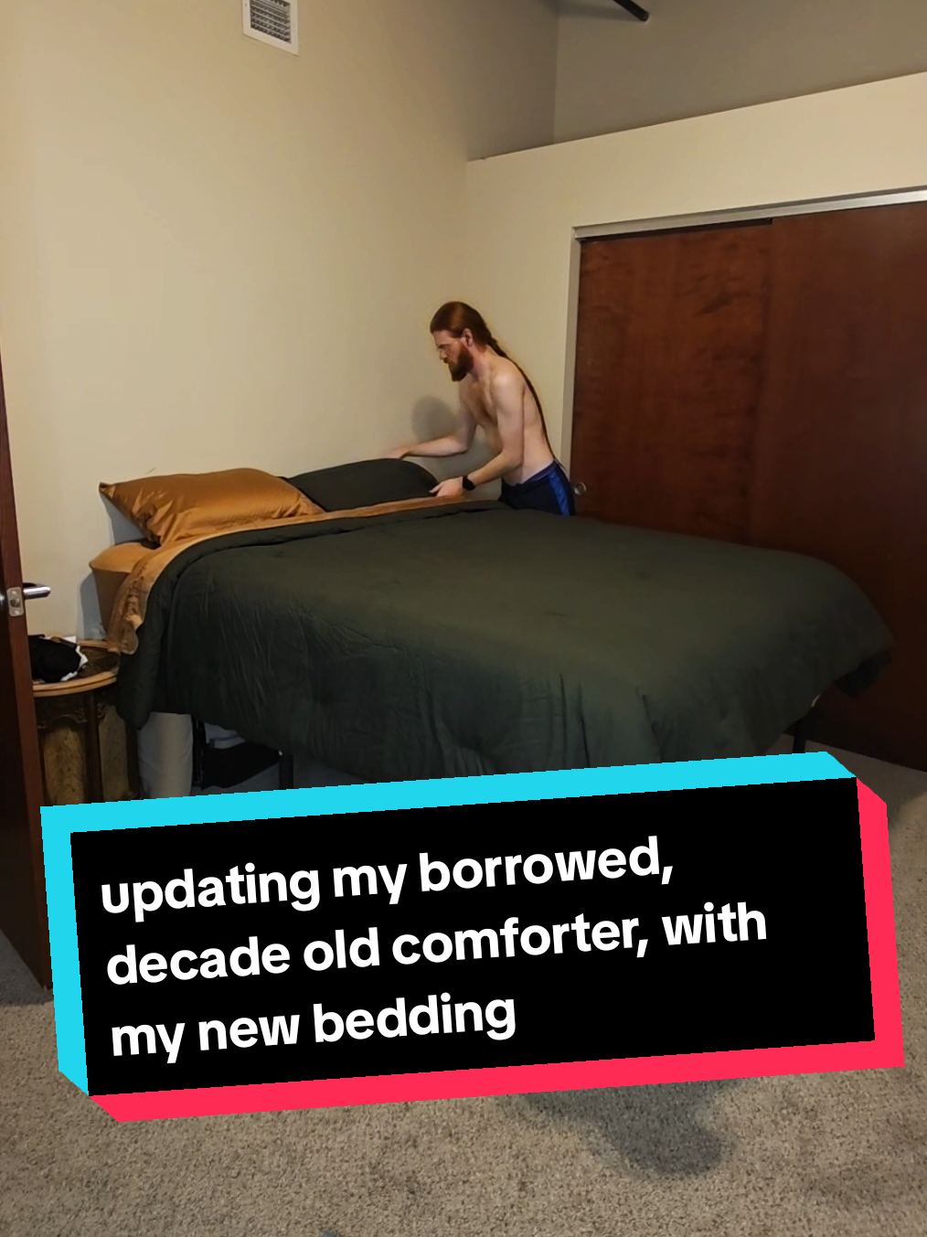 I need to get the pillow case original blue silk pillow case in green.. that's what im more leaning towards. the bed skirt will be back and my headboard may be brown wood with black leather padding. #shoppinghaul #haul #CleanTok #new #irish #gay #lgbt #redhead #redheadmen 