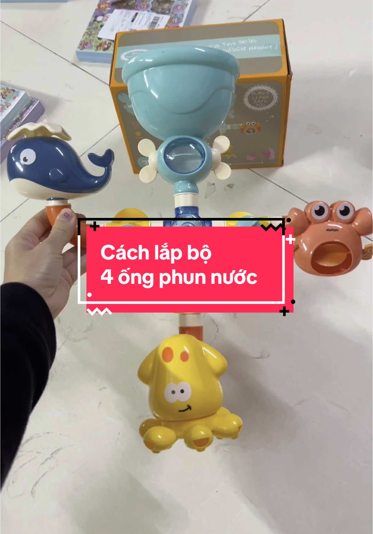 Cách lắp bộ bốn ống phun nước sinh vật biển #minhvushop #tiktok #dochoi #dochoichobe #dochoinhatam 