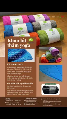 KHĂN SIL ☘️ RELAX LÓT THẢM YOGA 🧘🏻‍♀️  Sang hè nắg nóg rồi ☀️🥵 mồ hôi đổ nhiều 💦 khi tập yoga có thể gây trơn trượt & ngã. Việc vsinh thảm cũg phải kỹ để tránh mùi hôi & vi khuẩn 🦠  GIẢI PHÁP TỐI ƯU nè‼️  Mn chỉ cần trải mặt khăn có phủ hạt silicon dẻo lên thảm, hạt silicon bám chắc mặt thảm yoga, giúp cố định khăn k bị xê dịch. Chất liệu khăn cotton 100%, thấm hút cực tốt luôn  Tập xog đem đi giặt như 1 chiếc khăn bth là okelah. Quá tiện lợi đúg hog nà 🫰🏻 #fypシ #fyp #yoga #dungcuyoga #thamcaosu #thamtapyogacaocap #xuhuong #congtyngocanh #khanyoga ##thamyoga #yogamat 