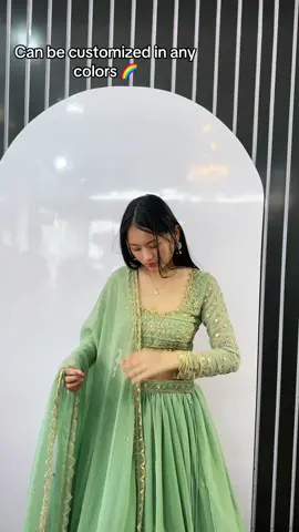 Our most selling hand embroidery lehenga👗can be customized in any colors 🌈 : @Sumina_Nembang. लिम्बू 🧿  : #ladiesdaytheboutique #bridalwear #shippingworldwide🌍✈️ #colorcustomize #lehenga #OOTD #fyp #boutiquestore 