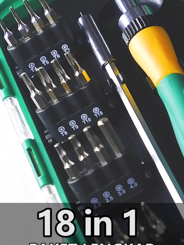 Feibao obeng presisi set 18 pcs, lengkap untuk perkakas portable kamu, bisa dibawa kemana saja kamu mau untuk keperluan mekanikal.  #obeng #perkakas #mekanikal #belanjaonline #obengset 