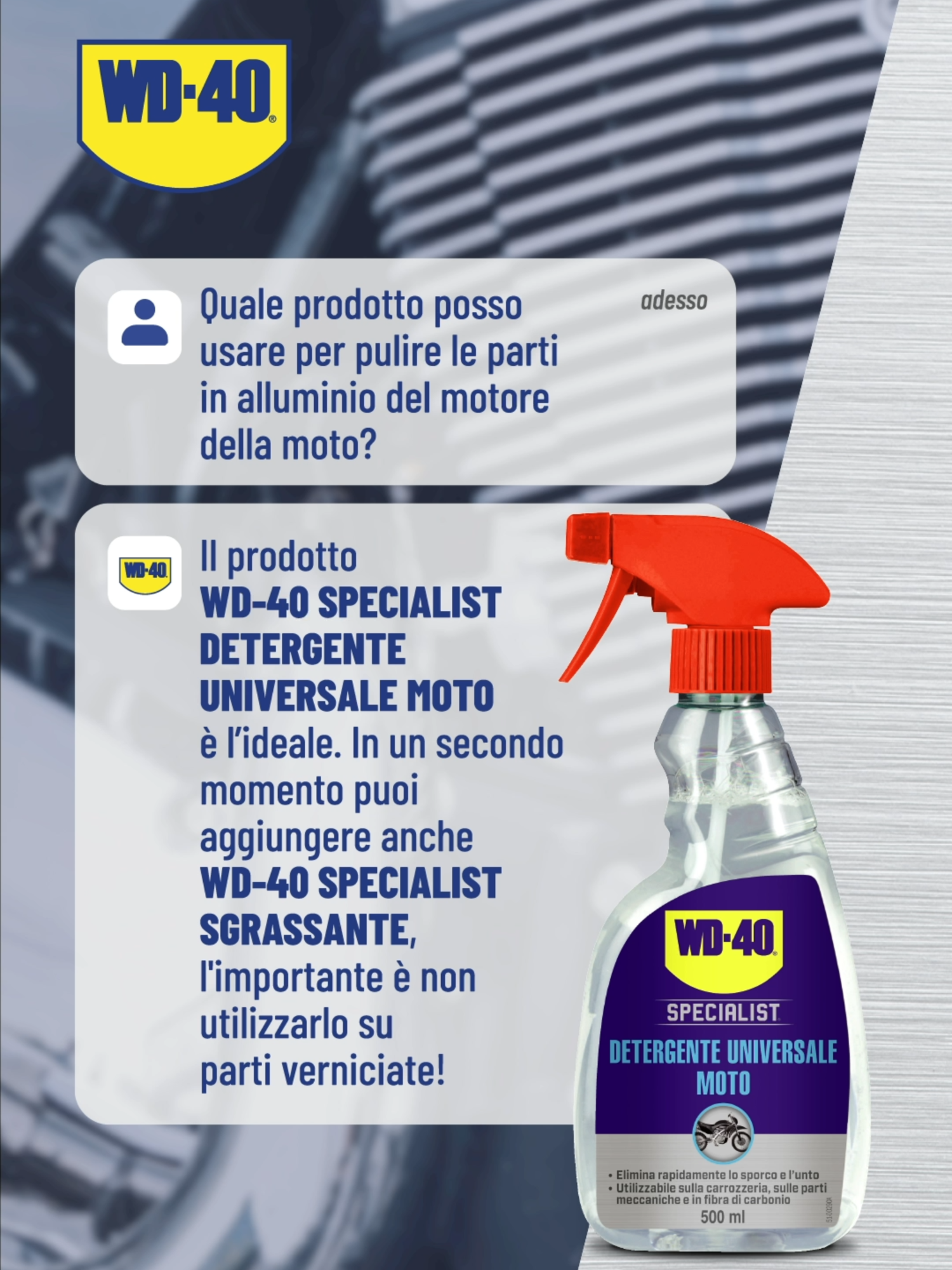 💬 WD-40 Italia sta scrivendo… ##WD40 #WD40Italia #WD40Specialist #OttimoLavoro #Manutenzionemoto #Passionemoto