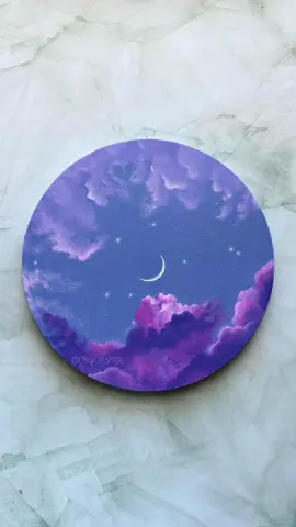 lavender dreamscape 🌙💜☁️ ‧₊˚ ☁︎｡⋆ ⋅♡𓂃 ࣪ ִֶָ☾.  i’ve been loving this moonscape series on these rounds canvases! ✨ i had the canvases lying around for quite a bit & i finally felt inspired to paint them. i’m happy with the results of the 3 that i’ve released so far. what are your thoughts on my moonscapes/dreamscapes? ‹𝟹 🎨: lavender, violet, purple, neon pink, light magenta, navy blue, titanium white #aestheticpainting #creative #art #painting #artaesthetics #fyp 