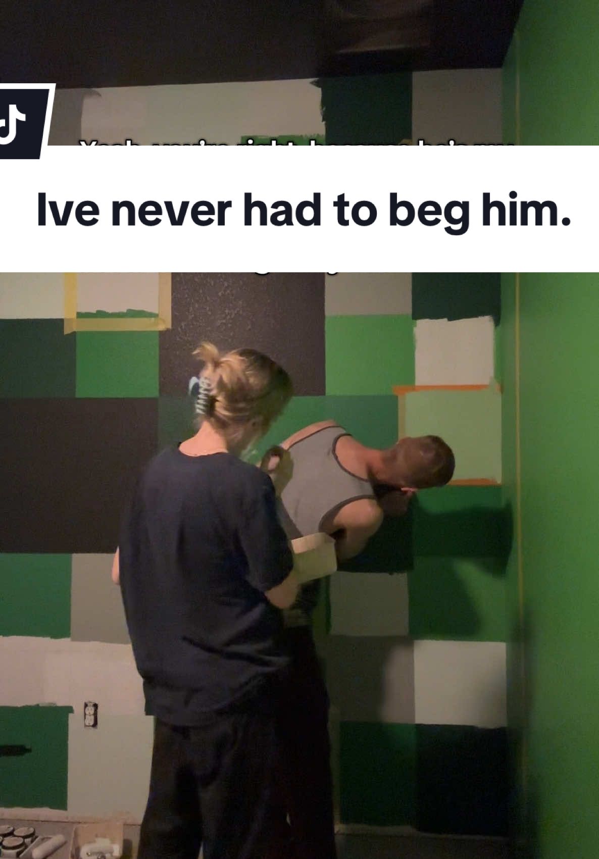 I wouldn’t wanna paint a very specific wall at midnight with anyone else 💕🫶🏻 #mybestfriend #minecraftbedroom #myhusbandisthebest #iveneverhadtobeghim #parentsontiktok 