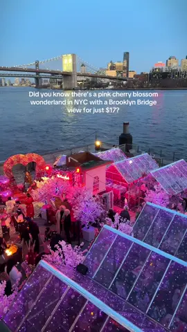 This waterfront cherry blossom bar is open for the season! 🌸💗 (FOLLOW @chantillysongs for more NYC spring recs!) If you’re cherry blossom obsessed, you NEED to check out this pink bar & restaurant!  @watermark @pinkpier has transformed into the cutest cherry blossom haven and it’s so pretty 😍 Here’s why I love it- 🌸 10,000 square foot bar and restaurant adorned with pink and cherry blossom decor for the spring 🌸 it’s got the best photo moments (including a glittering heart overlooking Brooklyn Bridge!) 🌸 Pink cocktails and food! Including a pink coquitos, and a disco ball martini 🌸 Heated outdoor glass cabins available  COST 💗 $17 admission includes a bubbly or mocktail 💗 The pink glass houses start at $45 per person (+ tax and fees) That includes a 3-course meal and a pink tea. #thingstodoinnyc #nycfoodie #pier15 #pinkrestaurants #pinkrestaurant #watermark #watermarkny 
