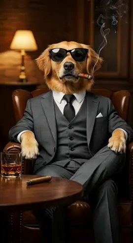 A Billionaire Golden Retriever Smoking A Cigar  #funnyvideos #petvideos #pet #ai #goldenretriever #fyp #dogvideos #viral 