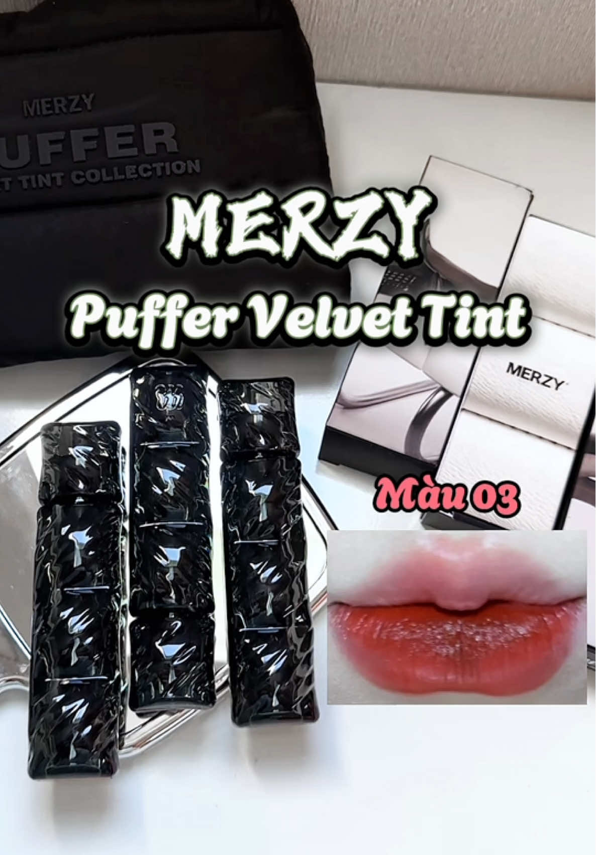 MERZY Puffer 03 - Đỏ ánh quế 🍒 #goclamdep #reviewson #swatchson #lipstick #lolimeo #reviewlamdep 