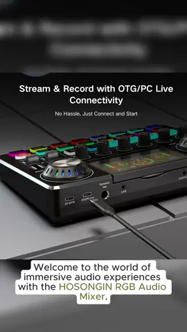HOSONGIN RGB Audio Mixer with Preamp, 48V Phantom Power, Voice Changer & Custom Soundboards for Streaming & Recording#AudioMixer#Podcasting#LiveStreaming#Recording#SoundCustomization#VoiceChanger #XLRMicrophone#PhantomPower #ContentCreation#GamingAudio#MusicProduction#SoundEffects#PodcastKit#StudioGear#USBAudioInterface