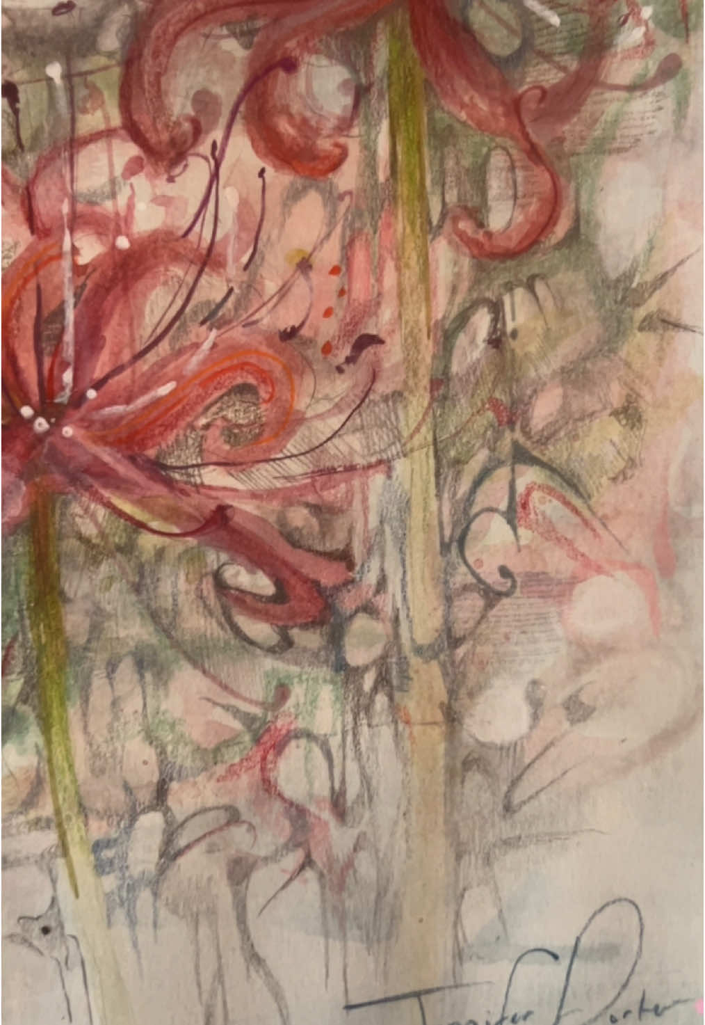 new spider lily painting :)  This piece is available for purchase on my shopify link in bio or dm me to purchase !!  #art#artist#draw#drawing#sketch#paint#painting#spiderlily #watercolour#fyp#foryou#paint#flower