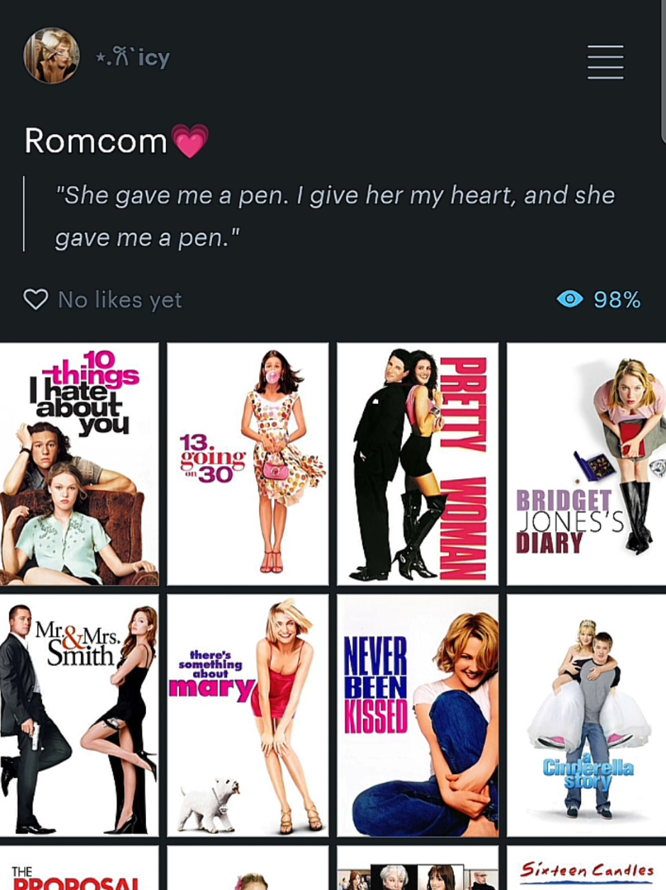 love live romcom💗 #letterboxd #film #romcom #10thingsihataboutyou #howtoloseaguyin10days #13goingon30 #foryou #fyp 