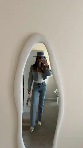 Denim and pearls yay or nay? #denimset #denimjacket #denimoutfit #jeans #denimjeans #balkangirl #pearlsvibe #hatgirl #hat #hats #whatiwore #whatiworetoday #outfitcheck #outfitdetails #fashiontiktok 