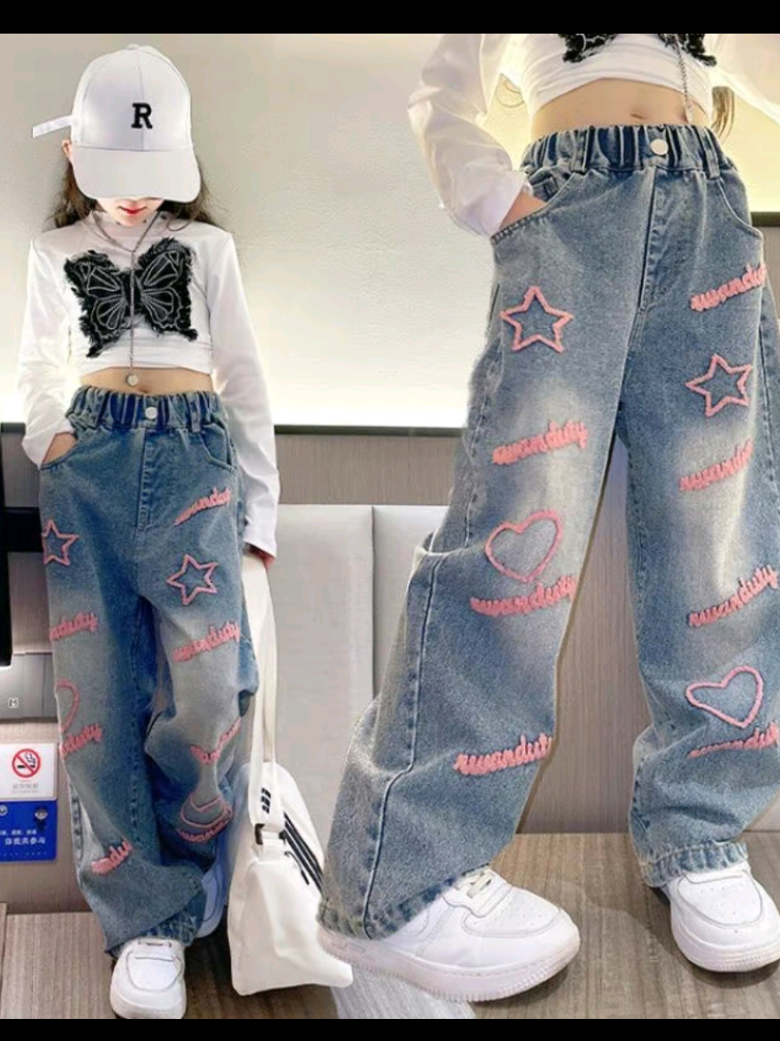KIDS GIRL MAONG SOFT DENIM GARTERIZED 7-16 YEARS OLD AVAILABLE IN DIFFERENT COLORS AND DESIGN #MAONGPANTS #MAONGPANTSFORKIDSGORL 