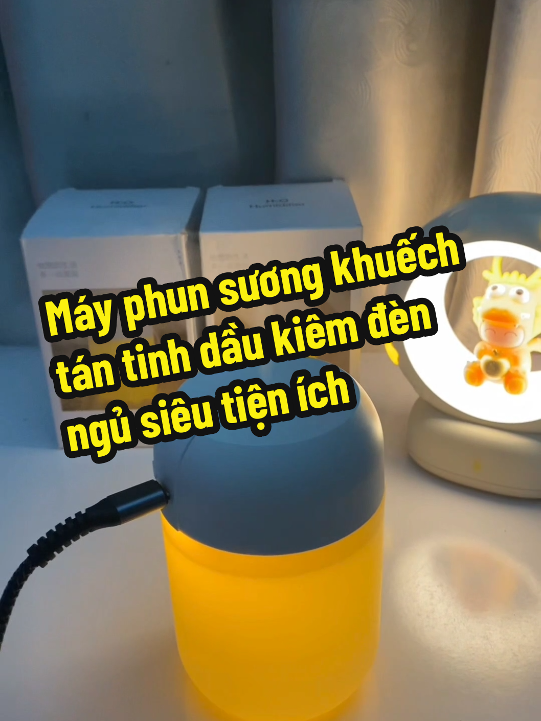 Máy phun sương khuếch tán tinh dầu kiêm đèn ngủ #mayphunsuong #mevabe #xuhuong #thinhhanh #dupimart #dennguusb 