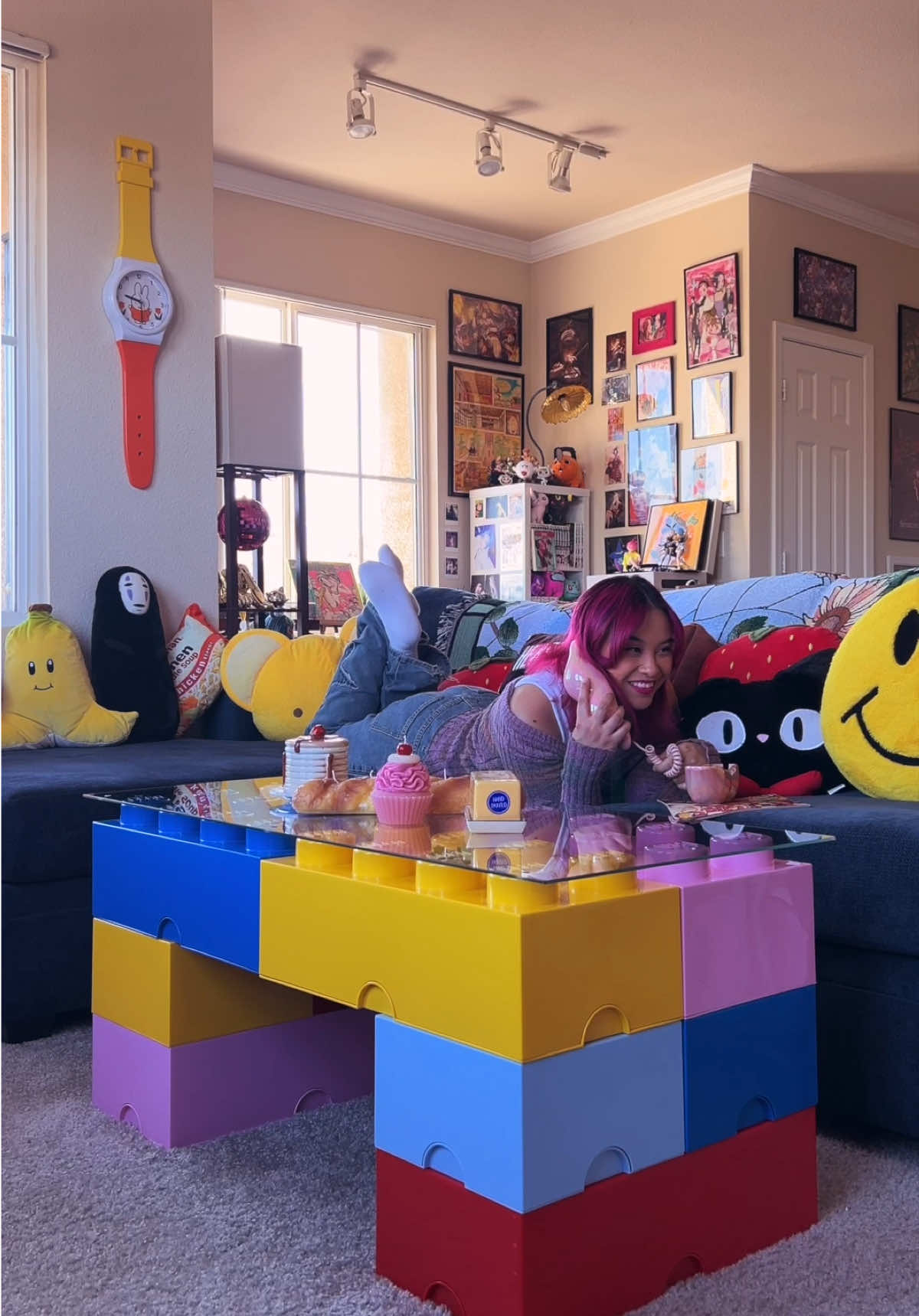 we made our dream coffee table 💞💫 my bf grew up loving legos & i love fun/colorful home decor so this was such a fun diy project for us :) a few of the boxes have drawers so we just filled them with gaming stuff!! honestly i’m glad we have the same decorating style bc our apartment is just filled with sm fun & nostalgia 🌈 @seandreezy  #legotable #homedecor #legos #interiordecor #DIY #colorfulhome #livingroomdecor #coffeetable #roommakeover #livingroom #maximalistinteriors 