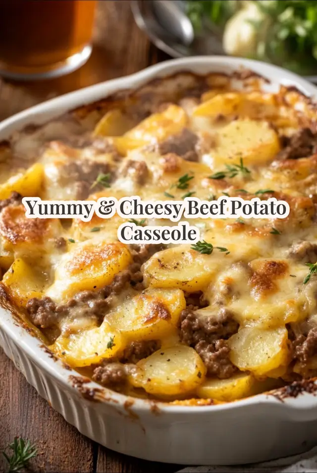 Ingredients 1.5 pounds ground beef 1 yellow onion finely diced 4 pounds russet potatoes peeled and sliced into 1/4-inch pieces 2 cups grated cheddar cheese One 10.75-ounce can condensed cheddar soup One 12-ounce can evaporated milk 1/2 cup milk 1/2 teaspoon garlic powder Kosher salt to taste Freshly ground black pepper to taste  Instructions -Preheat the Oven: Preheat your oven to 350°F (177°C). Spray a 9x13-inch baking dish with nonstick spray and set aside. -Cook the Meat: In a large skillet over medium-high heat, combine the ground beef and diced onion. Season generously with salt and pepper. -Cook until the beef is browned and no longer pink, breaking it up as it cooks. Drain any excess fat and set the cooked meat aside. -Layer the Ingredients: In the prepared baking dish, place a layer of sliced potatoes, seasoning each layer with salt and pepper.  -Add 1/4 of the cooked beef and onion mixture, followed by 1/4 of the grated cheddar cheese. -Repeat this layering process three more times for even distribution. -Prepare the Sauce: In a small bowl, whisk together the condensed cheddar soup, evaporated milk, milk, and garlic powder until smooth. Bake: Pour the sauce evenly over the layered ingredients in the baking dish. Cover tightly with aluminum foil and bake in the preheated oven for 60 minutes. After this time, remove the foil and bake for an additional 15 minutes, or until the top is golden brown and the sauce is bubbling. Serve: Remove the casserole from the oven and let it sit for a few minutes before serving to ensure it sets properly.  Enjoy Friends! ✨ #FoodTok #tastyfoodsrecipe #foodtiktok #recipesoftiktok #yummy #growmyaccount #growmyaccount #potato #easydinner #tasty #DinnerIdeas #casserolerecipe  Photo/ recipe credit: Anorganizedchaos.com