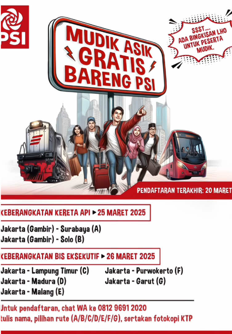 Gas daftar!!🫶🏻🌹 #mudikgratis 