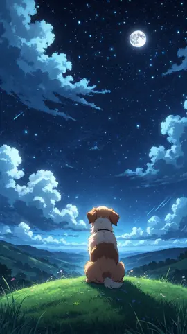 In the stillness of the night, even the smallest soul can find wonder among the stars. 🌌✨ Let your dreams shine bright! #AnimeLiveWallpaper #DreamBig #NightSkyMagic #Inspiration #SmallDogBigDreams