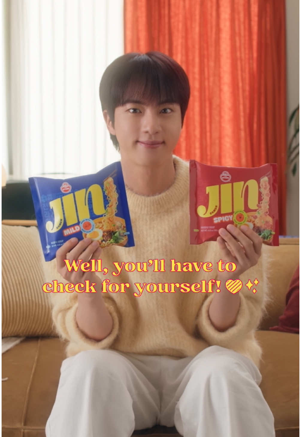 Jin Ramen’s got a new look and it’s mouthwatering 🔥 Grab yours for a special gift from BTS Jin. Any ideas what it is? 
