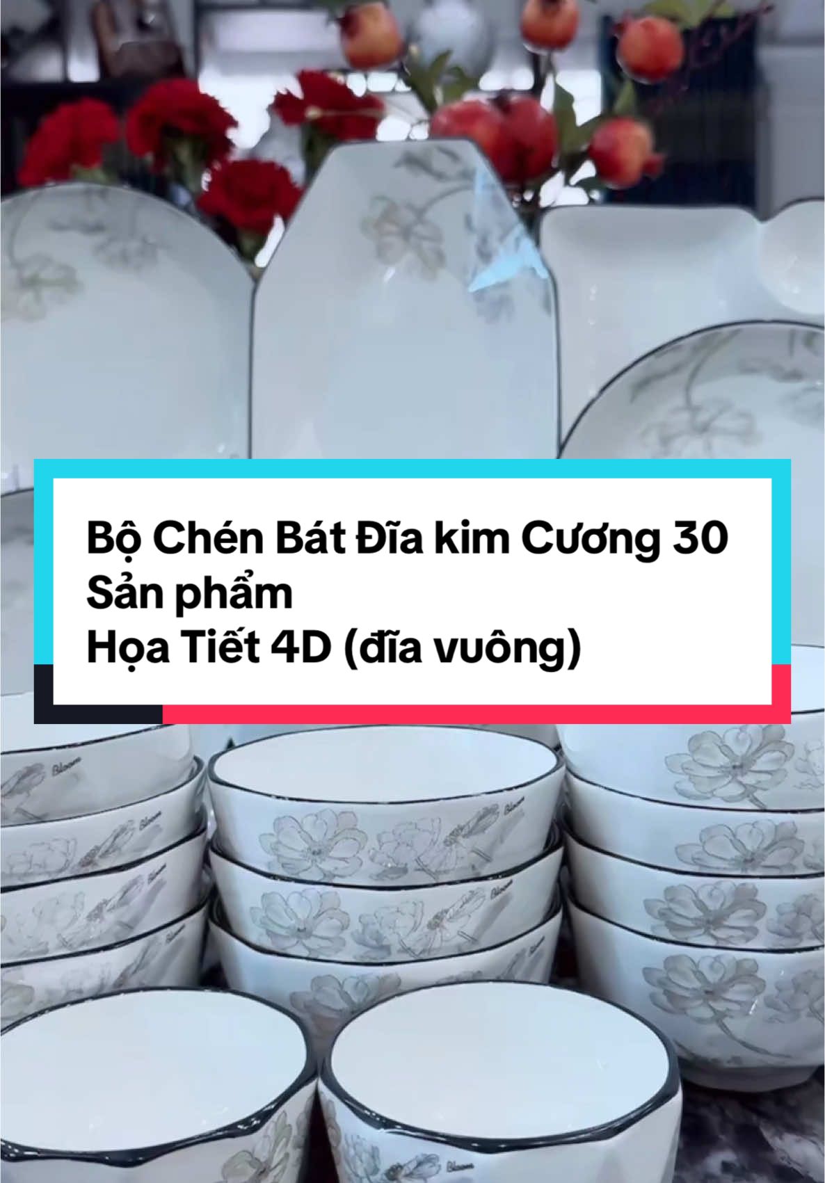 #xuhuong #xuhuongtiktok #xuhuongtiktok2023 #tiktok Bộ Chén Bát Đĩa kim Cương 30 Sản phẩm Họa Tiết 4D (đĩa vuông)