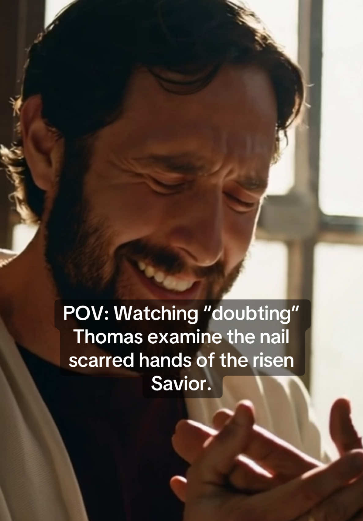“Put your finger here; see my hands. Reach out your hand and put it into my side. Stop doubting and believe.” #povs #biblepov #christianity #jesusisking #christiansoftiktok #jesusisalive 